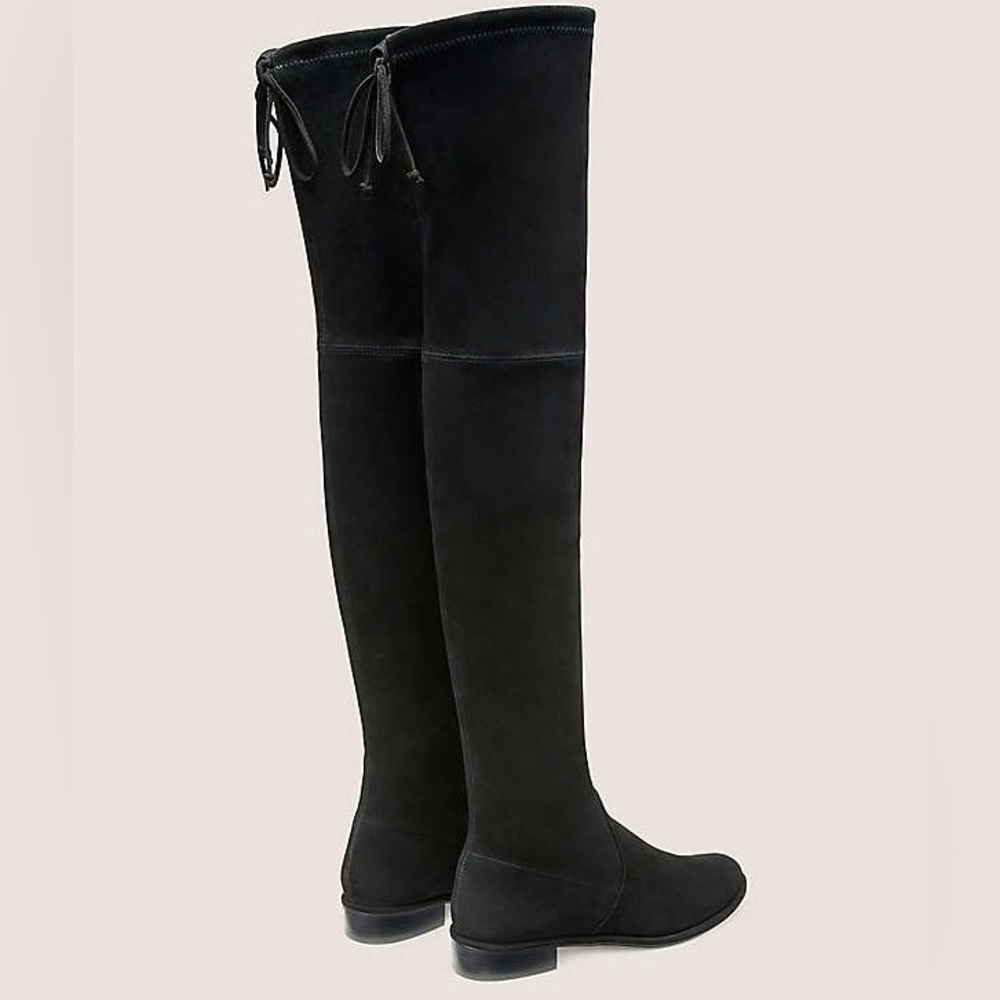 Stuart Weitzman Lowland Over The Knee Tie Boots Black Suede Size 6.5